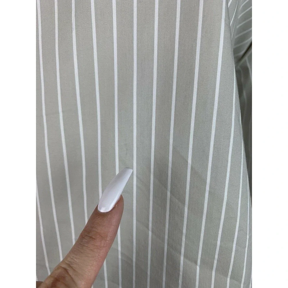 Anna Seravalli Stripe Vneck Half Sleeve White Blouse Top